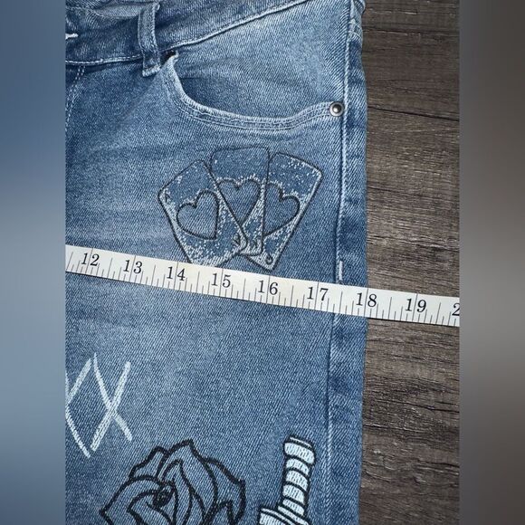 Asos Men's Skull Roses Skinny Jeans Size 33 - Picture 8 of 10